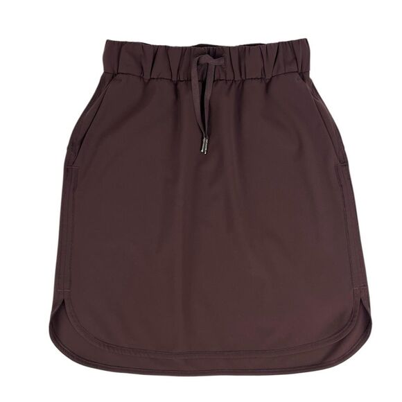 Lululemon On The Fly Skirt 21” Brown Satin Drawstring Waist Size 4 - Picture 3 of 8